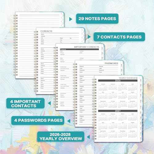 2026-2028 Monthly Planner/Calendar - 3 Year Monthly Planner 2026-2028, January 2026 - December 2028, 6.3" x 8.4", 36-Month Calendar with Tabs, 29 Notes Pages, Hardcover, Inner Pocket - Oil Painting