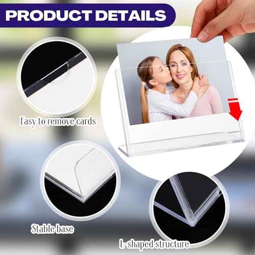 50 Pack Acrylic Sign Holder 4x6 Bulk Slanted Back Acrylic Holder Clear Plastic Picture Frames 4x6 Plastic Paper Sign Holders Clear Tabletop Stands for Display for Office, Home, Restaurant