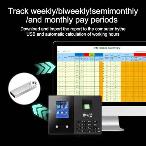Time Clock-Time Clocks for Employees Small Business-Badges& Fingerprint Attendance Machine, 0 Monthly Fee Office in/Out Punch Clock, with 5 Badges-T200