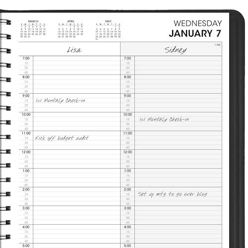 AT-A-GLANCE 2026 Appointment Book Planner, Daily, 8" x 11", Large, Two Person Group, Black (702220526)