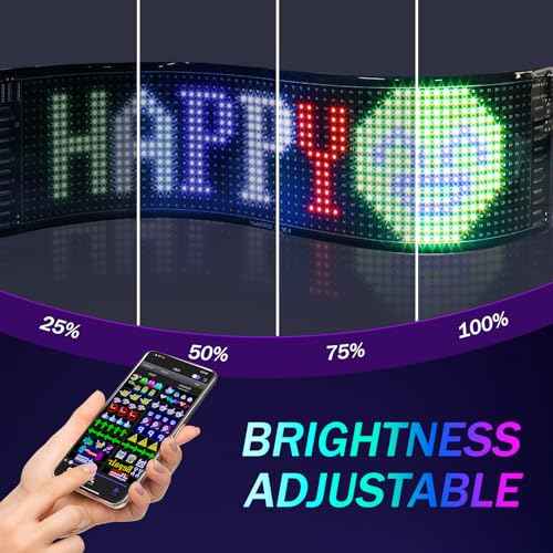 Programmable Led Sign,Scrolling Bright Advertising LED Sign,Flexible Digital Sign,Bluetooth App Control Custom Text Pattern Pre-Made Animation, LED Sign for Car Store Bar(15"x4")