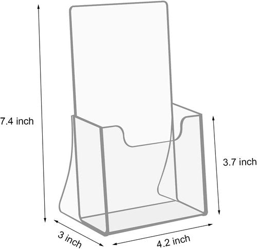 NIUBEE Acrylic Brochure Holder - 50% Thicker Trifold Display Stand for Magazines & Pamphlets | 6 Pack