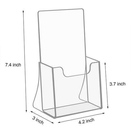 NIUBEE Acrylic Brochure Holder for 4’’ Trifold Pages, 50% Thicker Countertop Acrylic Literature Holder Plastic Flyer Display Stand for Magazine, Pamphlet, Booklets, Menu, Journals, 6 Pack