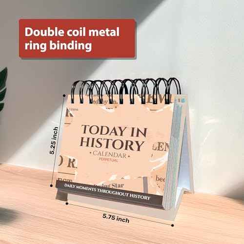 Today in History Perpetual Calendar | Daily World History Facts Desktop Calendar, This Day In Amazing History Trivia Facts & Achievements | History Buff Gift Page A Day Box Calendar with Historical Info For Every Day of The Year