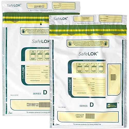 ControlTek SafeLok 12" x 16", Clear, 100 Bags, Tamper-Evident Deposit Bags for Cash Handling & Valuables, Moisture, Heat and Cold Sensitive Ink, Tear-off receipt + Large Barcodes 585093