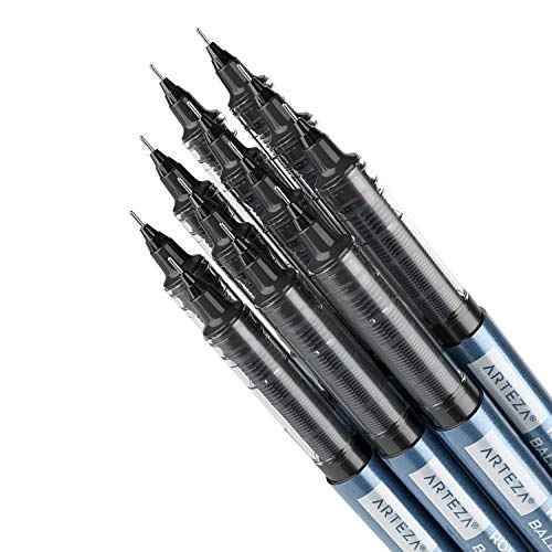 ARTEZA Rollerball Pens, Set of 40 ? Black Ink with 0.5 mm Extra Fine Needle Tip for Precision Writing, Journaling, Sketching & Office Use
