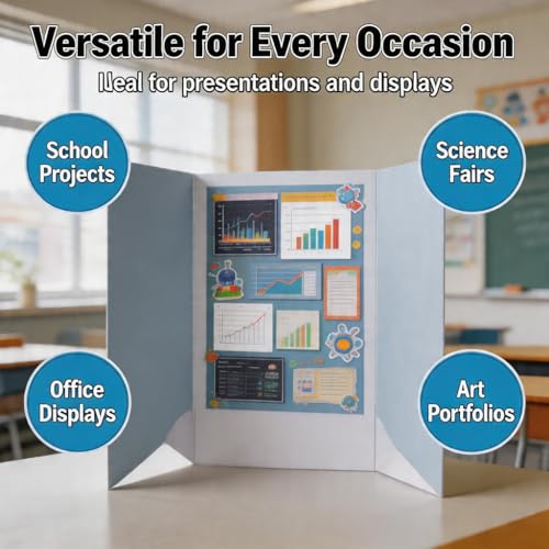 JOOLOKT 48 x 36 Inch White Corrugated Tri-Fold Presentation Boards 3 Pack