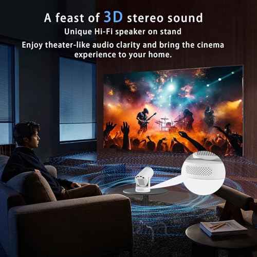 Mini Projector with WiFi and Bluetooth, Portable Projectors with Mouse, 40-200" Smart Outdoor Movie Projector 4K 1080P Support, 180¡Æ Rotatable Home Vedio Projector Compatible with HDMI/USB/Smartphone