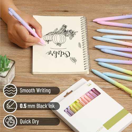 Mr. Pen- Retractable Gel Pens, 12 Pack, Black Ink Gel Pens Fine Point 0.5mm, Gradient Barrel, Fast Dry, Retractable Pens, Gel Ink Pens, Aesthetic Pens for Journaling Fine Tip Pens