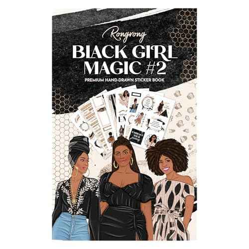 Rongrong Black Girl Magic Planner Stickers Book Volume 2 for Planners, Calendars, Journals, Vision Boards and Projects ? Premium Quality, Hand Drawn ? Scrapbook Accessories - 24 Pages