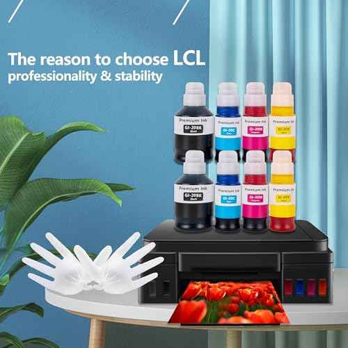 LCL GI-20 GI20 Ink Bottles Replacement for Canon 20 GI20 GI-20 Ink Refill Bottles Compatible with Canon PIXMA G5020 G6020 G7020 Printer (8-Pack,2Black 2Cyan 2Magenta 2Yellow)