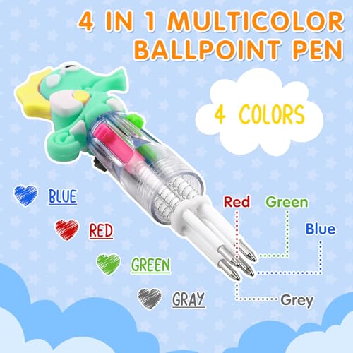 arscniek 100Pcs Multicolor Pen in One, 4-in-1 0.5mm Fine Point Cute Pens, Fun Kawaii Ballpoint Pen for Party Favors, Classroom Prizes, Teacher School Supplies, Bulk Gifts for Students