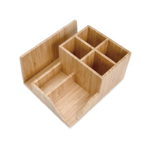 MobileVision Bamboo Succulent Plant Holder Desktop Organizer for Pens Pencils Files & Notepads; Gift for Back To School Teachers Employees Assistants