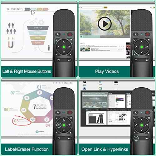 Presentation Clicker Green Laser Pointer with Air Mouse Function, Wireless Presenter Clicker RF 2.4GHz USB Presenter Control PowerPoint Presentation Clicker for Mac, Laptop, Computer