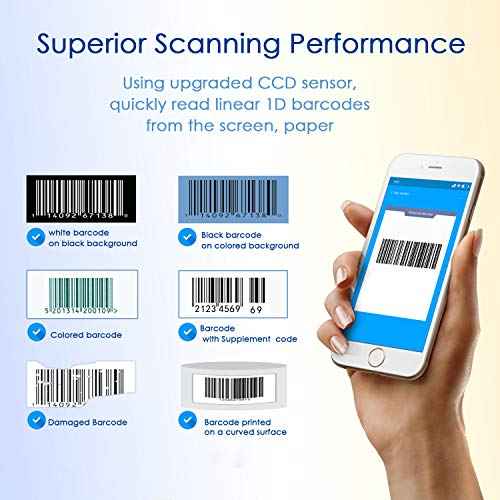 NADAMOO Wireless Barcode Scanner Compatible with Bluetooth Function, 2.4G Wireless & Wired 3-in-1 Bar Code Scanner Portable USB CCD Reader, Work with iPhone iPad Android Windows Mac OS-Dark Blue