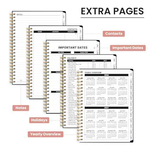 2026 Planner, Weekly and Monthly Planner for Women, Jan 2026 - Dec 2026 Pretty 2026 Calendar Planner with Monthly Tabs, Inner Pocket, Spiral Binding, Perfect for Office Home School - 6.3" x 8.5", Garden of Whimsy