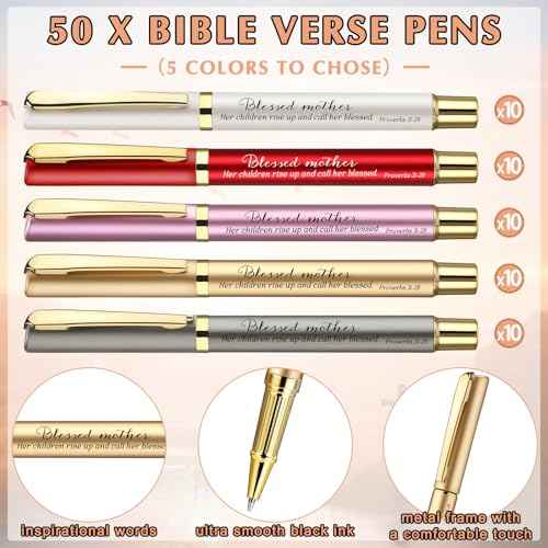 Spakon Church Gift Bulk for Mothers Day Blessed Bible Verse Ballpoint Pens Keychain Christian Cross Happy Mother's Day Tag