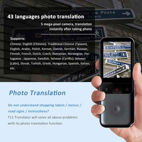Docooler Portable Language Translator Device, Voice Interpreter with 134 Languages Voice, Translating 10 Offline Translation Recording Photo Translation for Travel Business Study Use