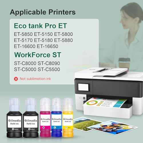 GILIMEDIA 542 Pigment Ink Refill Bottles Compatible for Printer ET-5150 ET-5170 ET-5180 ET-5800 ET-5850 ET-5880 ET-16600 ST-C5000 ST-C5500 ST-C8000-542 Ink 5 Pack