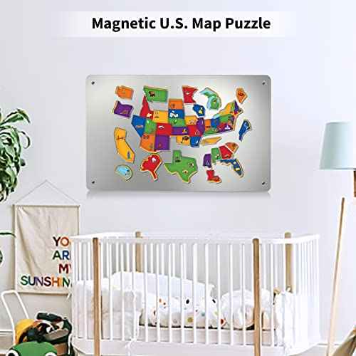 2Pack Magnetic Board,17.1" x 11.8" Magnet Display,for Magnets and Bulletin Board,Suitable for Wall, Refrigerator, Compartment, Cabinet etc,Comes with Dual Lock Tape for Easy Hanging (Silver)