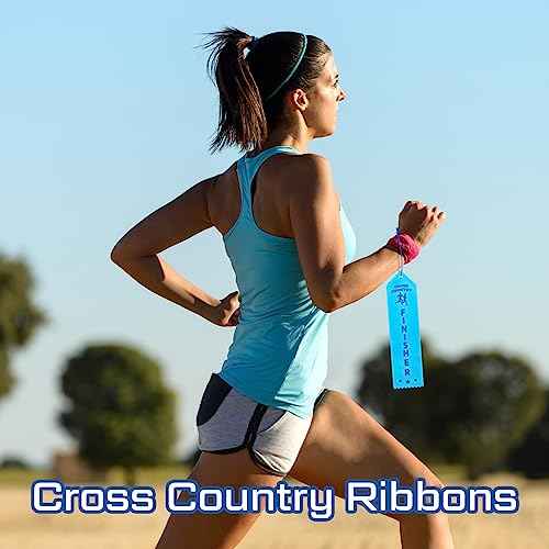 Preboun Award Ribbons Cross Country Finisher Ribbons with Event Card and Rope Field Day for Competition Sports School Contests Team Prizes Office, Blue