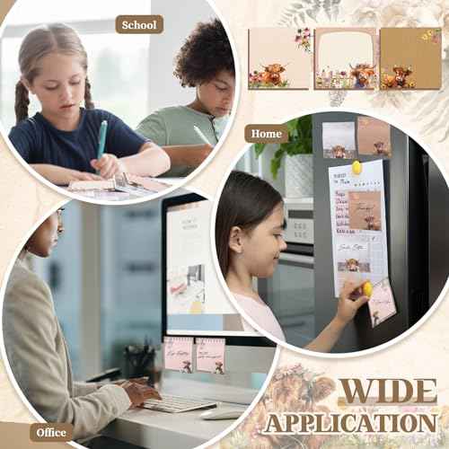 9 Pads Highland Cow Sticky Notes 3x3 Inch Cute Self Stick Notepads Notes Adhesive Memo Pad Office Decor Gifts for Students School Teacher Meeting Office Supplies