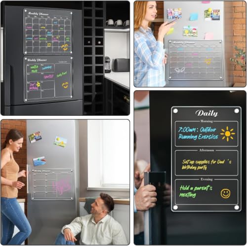DIYMAG Magnetic Calendar for Refrigerator 4PCS Fridge Magnet Clear