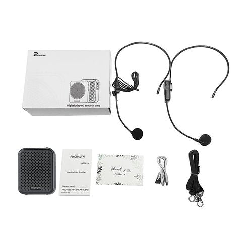 Voice Amplifier for Teachers with 2 Microphones, Portable Voice Amplifier with Headset Microphone, Personal Mini Voice Amplifier for Tour Guides Classroom Speaking Meetings Yoga (Dark Black)