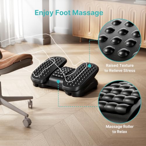 Pegzone Under Desk Foot Rest with Massage Texture, 2 Height Settings