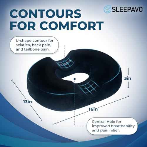 Sleepavo Butt Donut Pillow for Tailbone Pain Relief Cushion - Hemorrhoid Pillows - Sitting Butt Pillow for Office Chair, Travel, Car, Coccyx, Sciatica, Postpartum Pregnancy Sitting Donut Seat Cushion