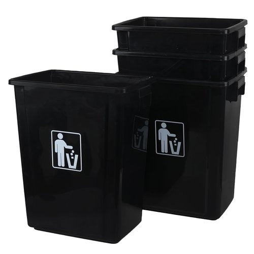Ysmiltion 10 Gallon Plastic Kitchen Wastebasket, Large Plastic Wastebasket, 4 Packs, Black