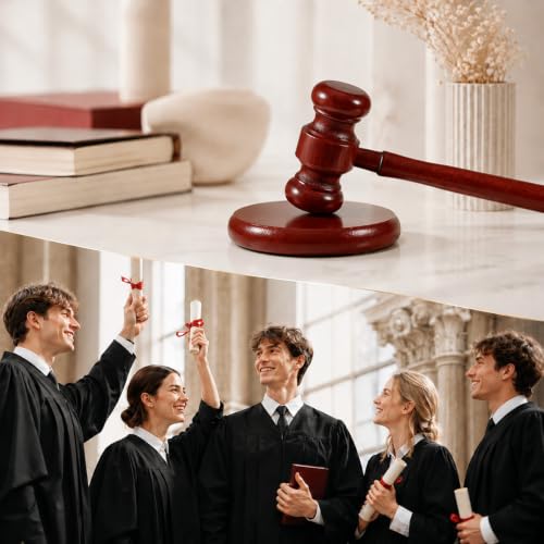 Wooden Gavel and Sound Block Set for Judge, Courtroom & Auction