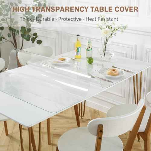 LovePads 1.5mm Thick 22 x 54 Inch Clear Table Cover Protector, Clear Table Protector, Plastic Table Cover, Table Pad for Dining Room Table, Clear Desk Mat Desk Protector for Writing Desk, Coffee Table
