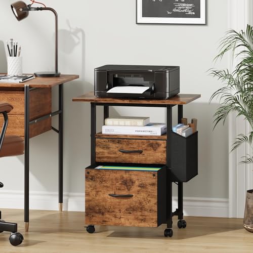 GYIIYUO Light Brown 25.59''W 2-Drawer Mobile File Cabinet with Printer Stand