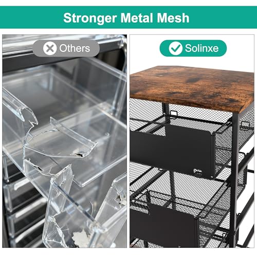 4-Drawer Storage Organizer, Under Desk Rolling File Cart with Lockable Wheels, Multi-Layer Mobile Filing Cabinet, Utility Craft Cart for Home Office,Black