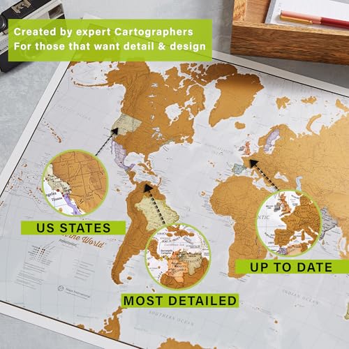 23 x 33 Scratch The World ® Travel Map Poster - Detailed World Wall Decor