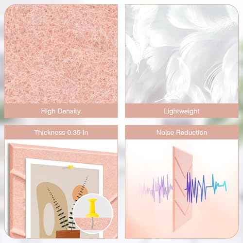 Large Cork Board 48"x36",12 Pack Cork Board Tiles for Wall,Felt Bulletin Board with Sticky Notes, Push Pins & Clips,Tack Board for Office Home Pink