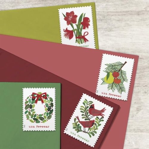 Holiday Cheer 2025 | First-Class Mail Forever Postage Stamps - 1 Book with 20 Stamps