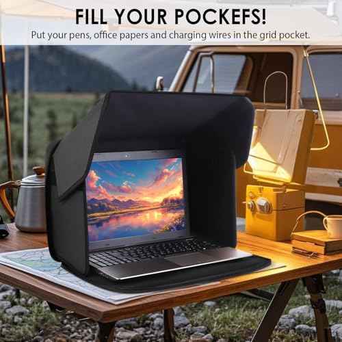 Laptop Sun Shade for Working Outside - Foldable Sun Glare Shield & Privacy Hood for Outdoor Workers, Travel, Camping - Fits 15-16 inch Laptops(Patent Pending)