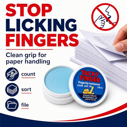 Tacky Finger 1 Pack - 3/8 oz Odorless Moistener Gel for Paper Handling