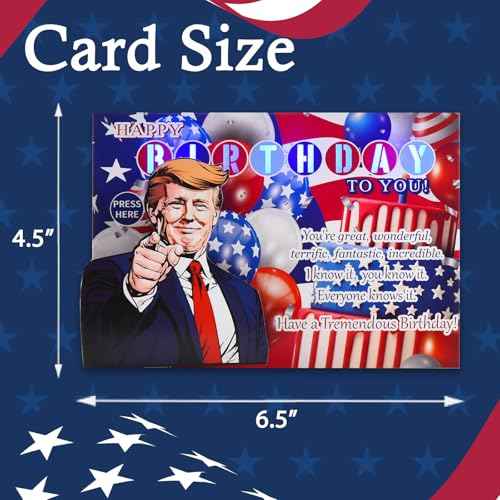 Talking Birthday Card with President Real Voice & Light, Funny Music Happy Birthday Cards for Women Men, Presidential Theme Musical Birthday Greeting Card Gifts for Husband Wife Brother Fans Friend