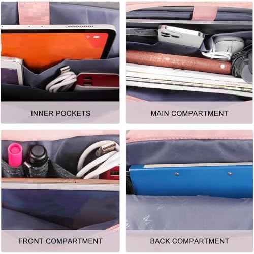 MATEIN 17 Inch Laptop Bag, Large Waterproof Laptop Carrying Case with Adjustable Handle, Cute Pink Briefcase Shoulder Messenger Bag Professional Work Computer Bag for Women Office College Travel, Pink