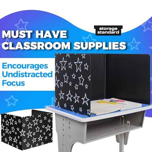 22-Pack Desk Dividers for Students - Star, Durable & Waterproof Plastic Study Carrel Divider, Classroom Folders Teacher Supplies, Easy-to-Clean Plastic Privacy Shield Folder Boards for Student Desks