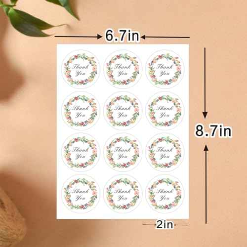 60 Thank You Labels, 2 Inch Thank You Stickers, Envelope Seals for Small Business