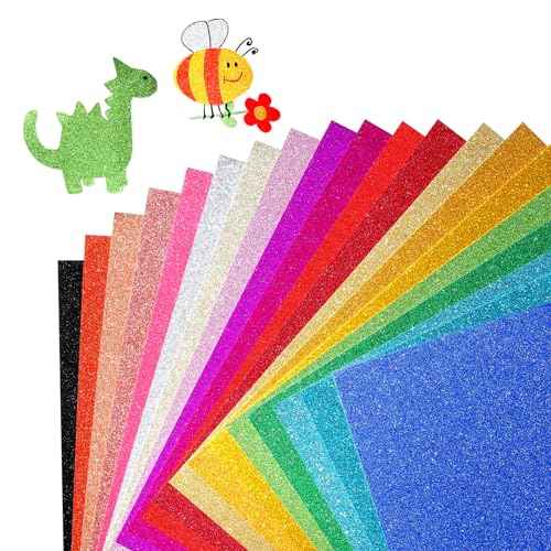 40 Sheets Glitter Cardstock, 20 Colors Premium Cardstock for Cricut, Crafts and DIY Projects, 8.5x11in Glitter Paper for Card Making (250 GSM)