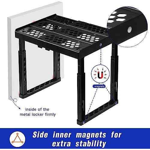 Locker Organizer Shelf£¬ Adjustable Width and Height, Stackable, Ideal Locker Shelf for School, Office, Gym Lockers, or Even Kitchen Cabinets & Under Sink Organization (Black)