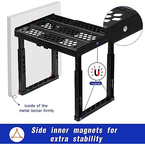 Locker Organizer Shelf£¬ Adjustable Width and Height, Ideal Locker for School, Office, and Gym Lockers (Black 2 Pack)