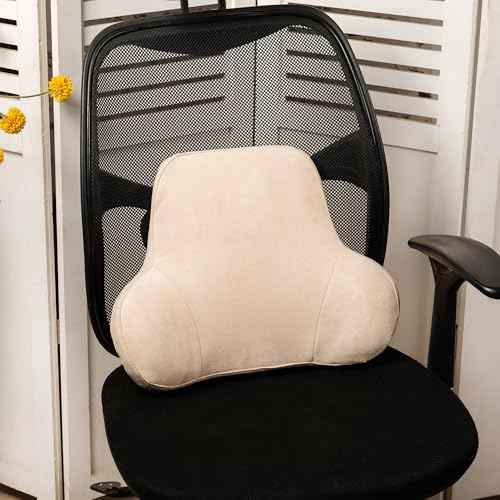Soft Memory Foam Lumbar Support Pillow for Car Seat with Velvety Suede Cover ? Comfortable Back Cushion for Drivers and Passengers
