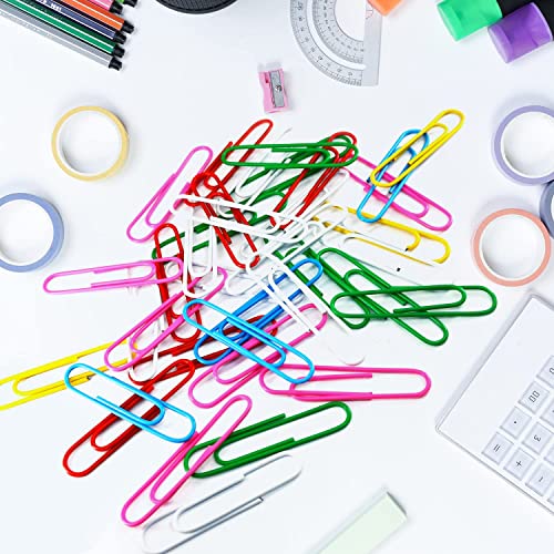 AnutriON Large 2-Inch Paper Clips 100Pcs Assorted Color - Reusable Plastic Coated