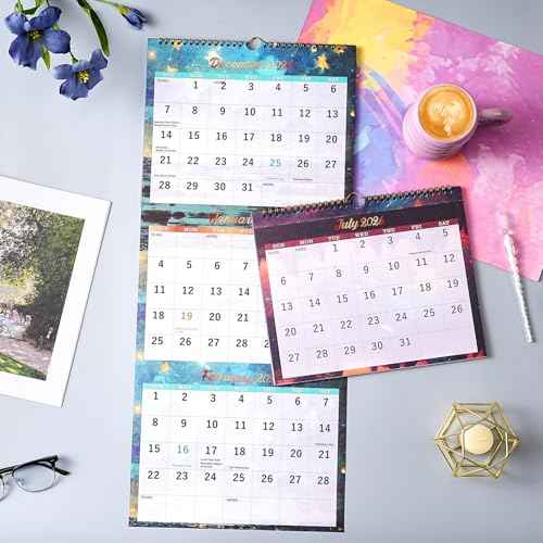 2026 Calendar - 3 Month Wall Calendar Vertical Display (Folded in a Month), JAN 2026 - DEC 2026, 11" x 26", 3 Month Calendar, 2026 Wall Calendar 12 Month - Green